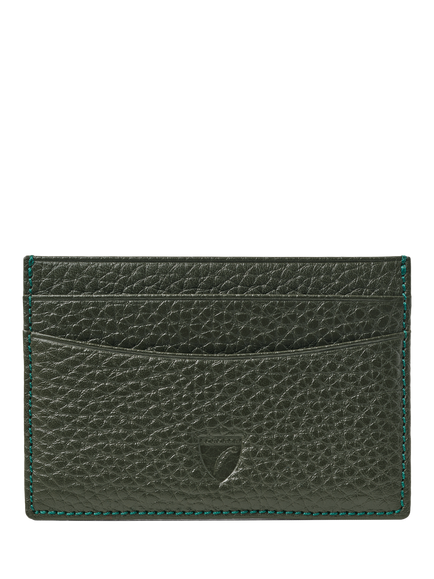 Aspinal of London Pebble Leather Slim Credit Card Case, Forest Green