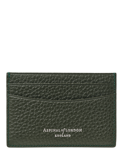 Aspinal of London Pebble Leather Slim Credit Card Case - view 2, Forest Green