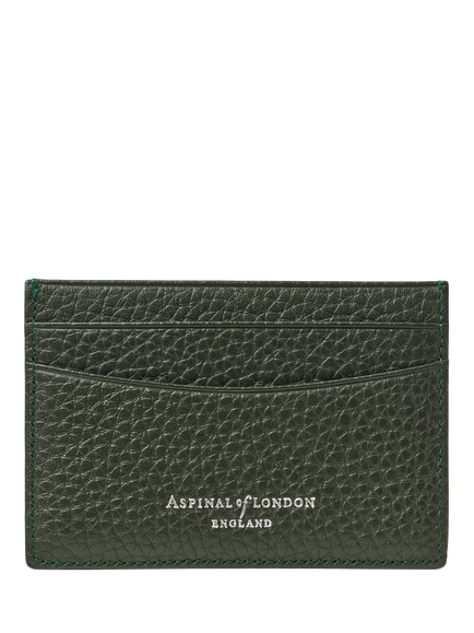 Aspinal of London Pebble Leather Slim Credit Card Case - view 2, Forest Green