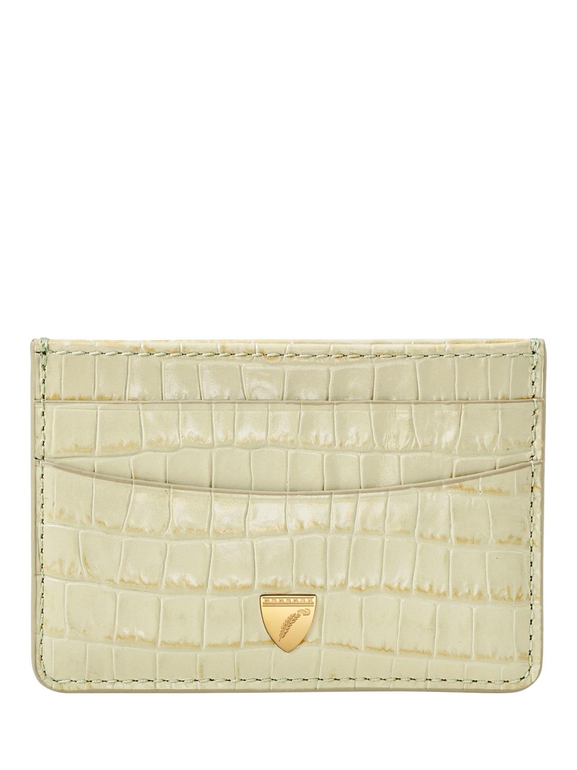 Product image 1 of 3, which shows Aspinal of London Leather Slim Credit Card Holder, Pistachio