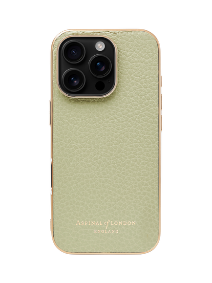 Aspinal of London Leather iPhone 16 Pro Case, Pistachio