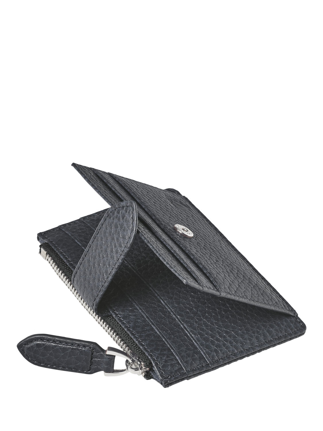 Product image 4 of 5, which shows Aspinal of London Grain Leather Zipped RFID Card Holder, Navy