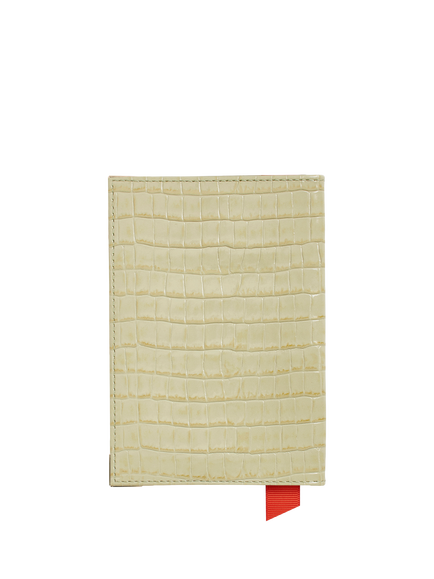 Aspinal of London Croc Effect Leather Passport Cover - view 2, Pistachio