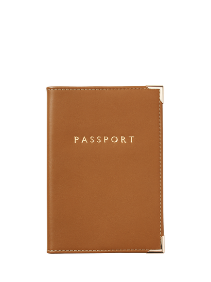 Aspinal of London Passport Cover, Tan, Tan