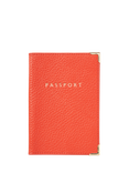 Aspinal of London Pebble Leather Passport Cover, Coral