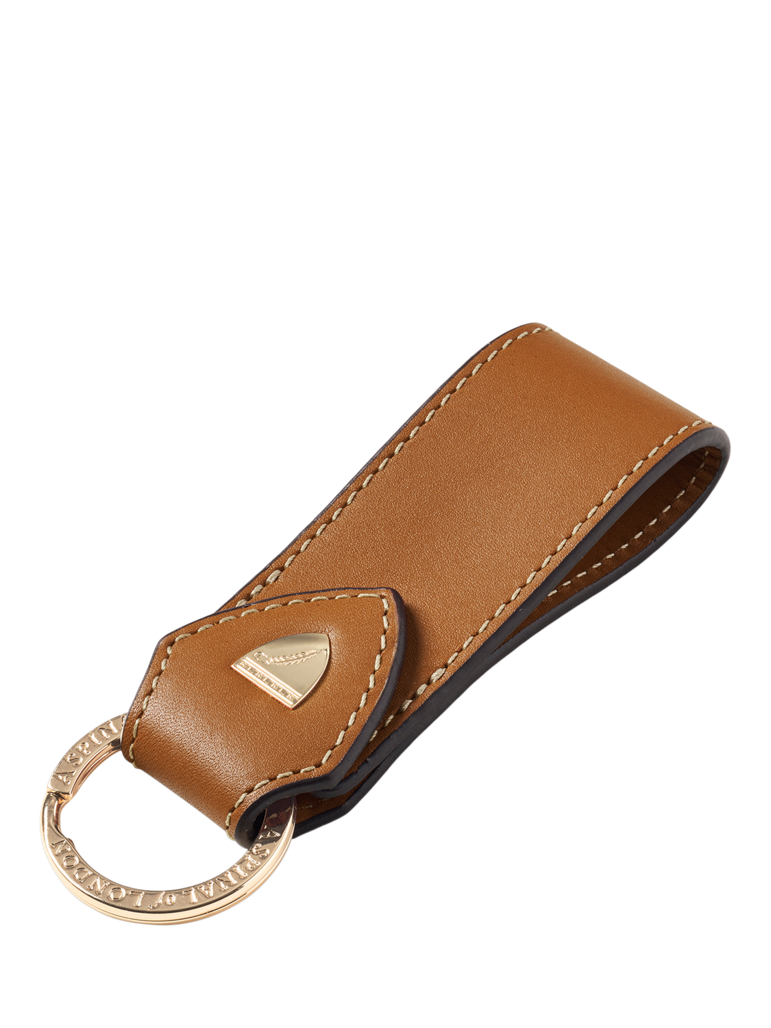 Product image 1 of 2, which shows Aspinal of London Small Leather Loop Keyring, Tan