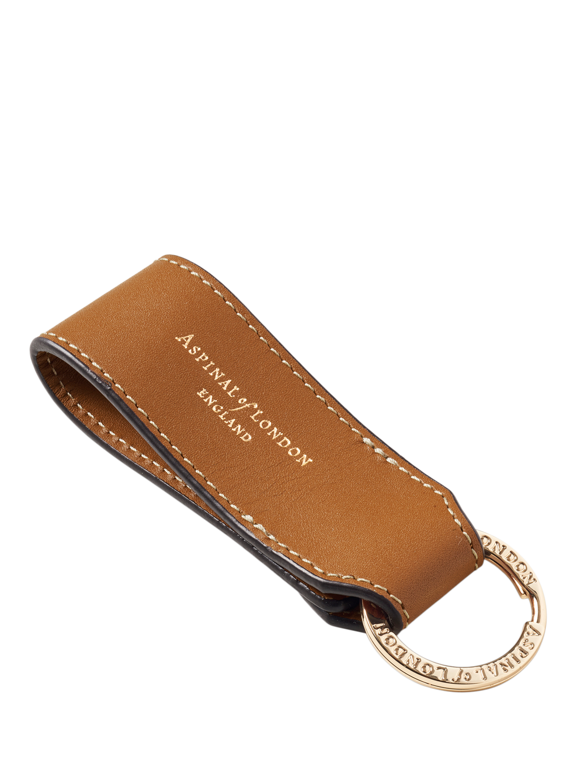Product image 2 of 2, which shows Aspinal of London Small Leather Loop Keyring, Tan