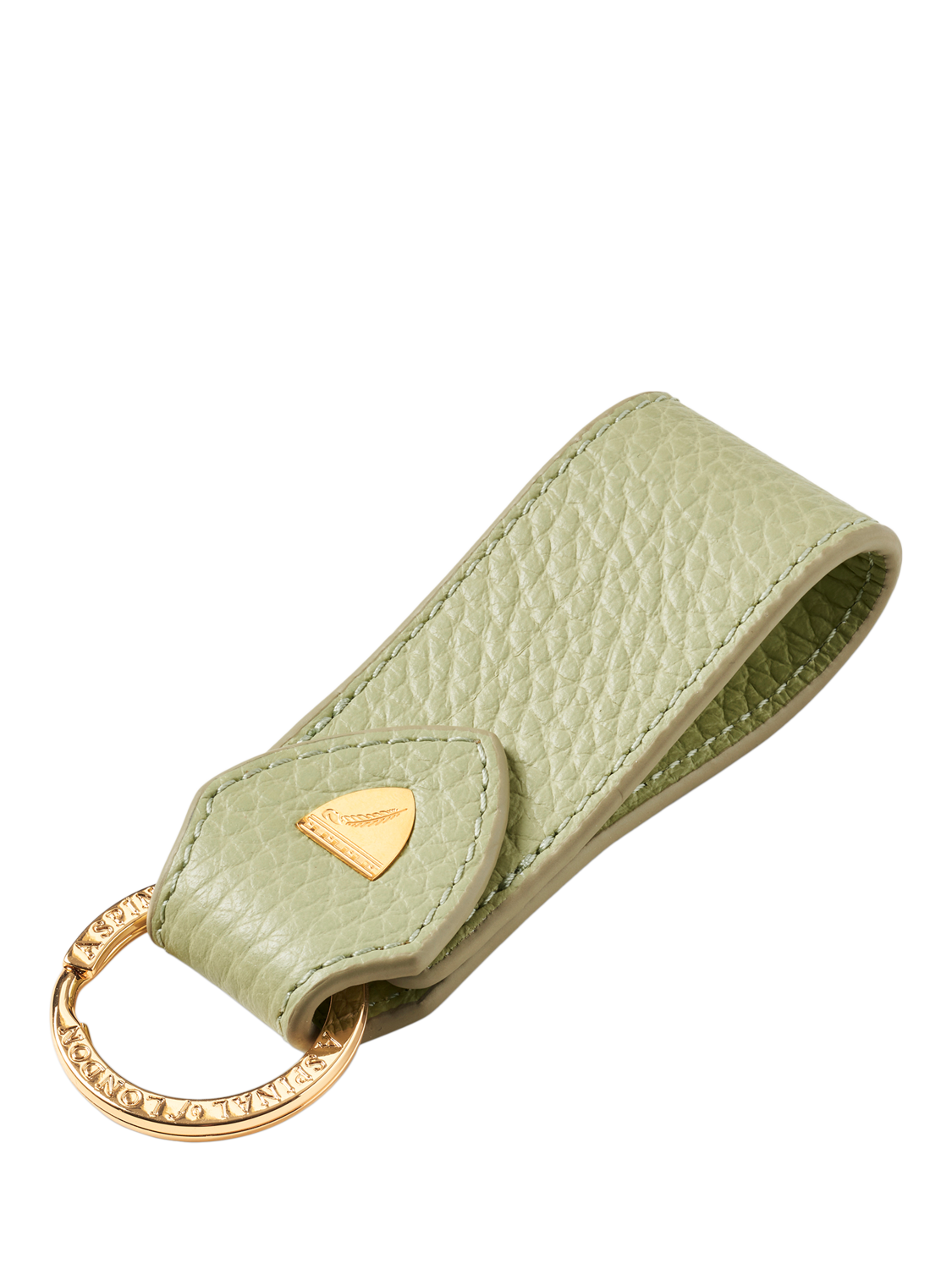 Product image 1 of 2, which shows Aspinal of London Small Leather Loop Keyring, Pistachio