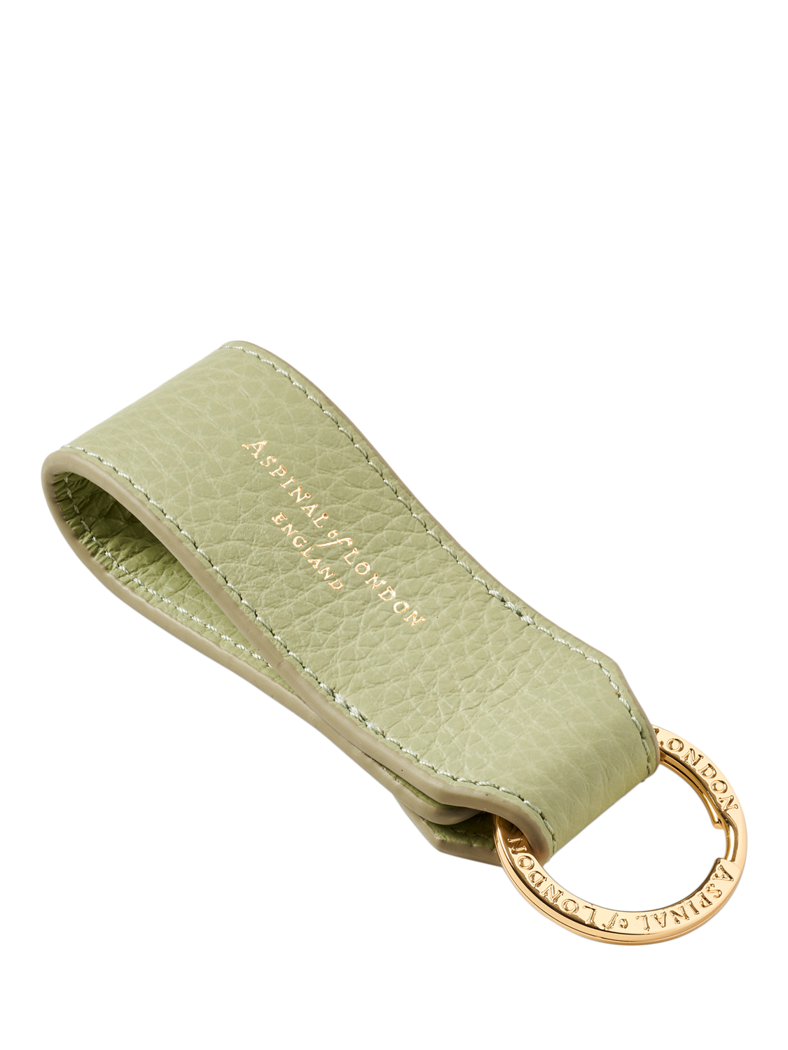 Product image 2 of 2, which shows Aspinal of London Small Leather Loop Keyring, Pistachio