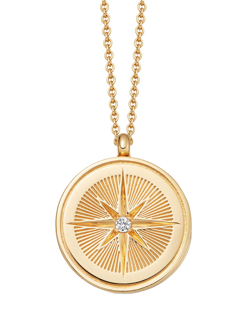 Product image 1 of 2, which shows Astley Clarke Compass Locket Pendant Necklace, Gold