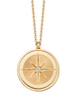 Astley Clarke Compass Locket Pendant Necklace, Gold, Gold