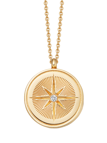 Astley Clarke Compass Locket Pendant Necklace, Gold, Gold