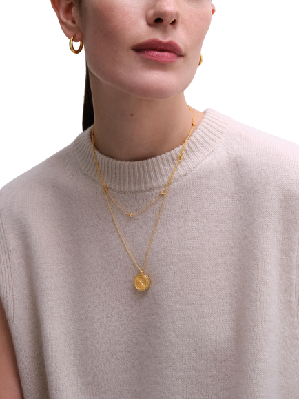 Astley Clarke Compass Locket Pendant Necklace, Gold - view 2, Gold