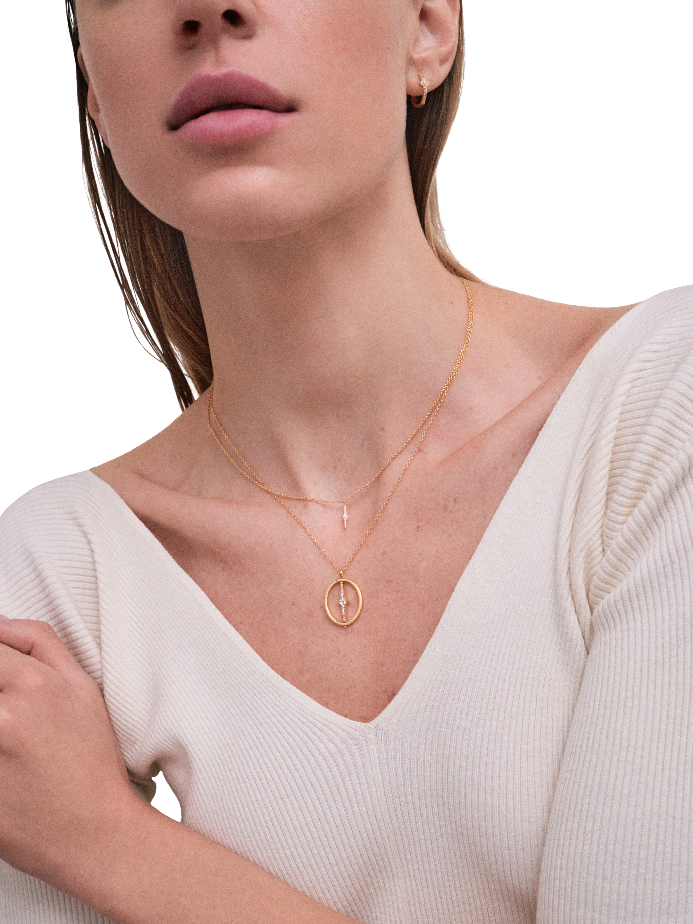 Product image 2 of 2, which shows Astley Clarke Luna Light Spinning Orb Necklace, Gold