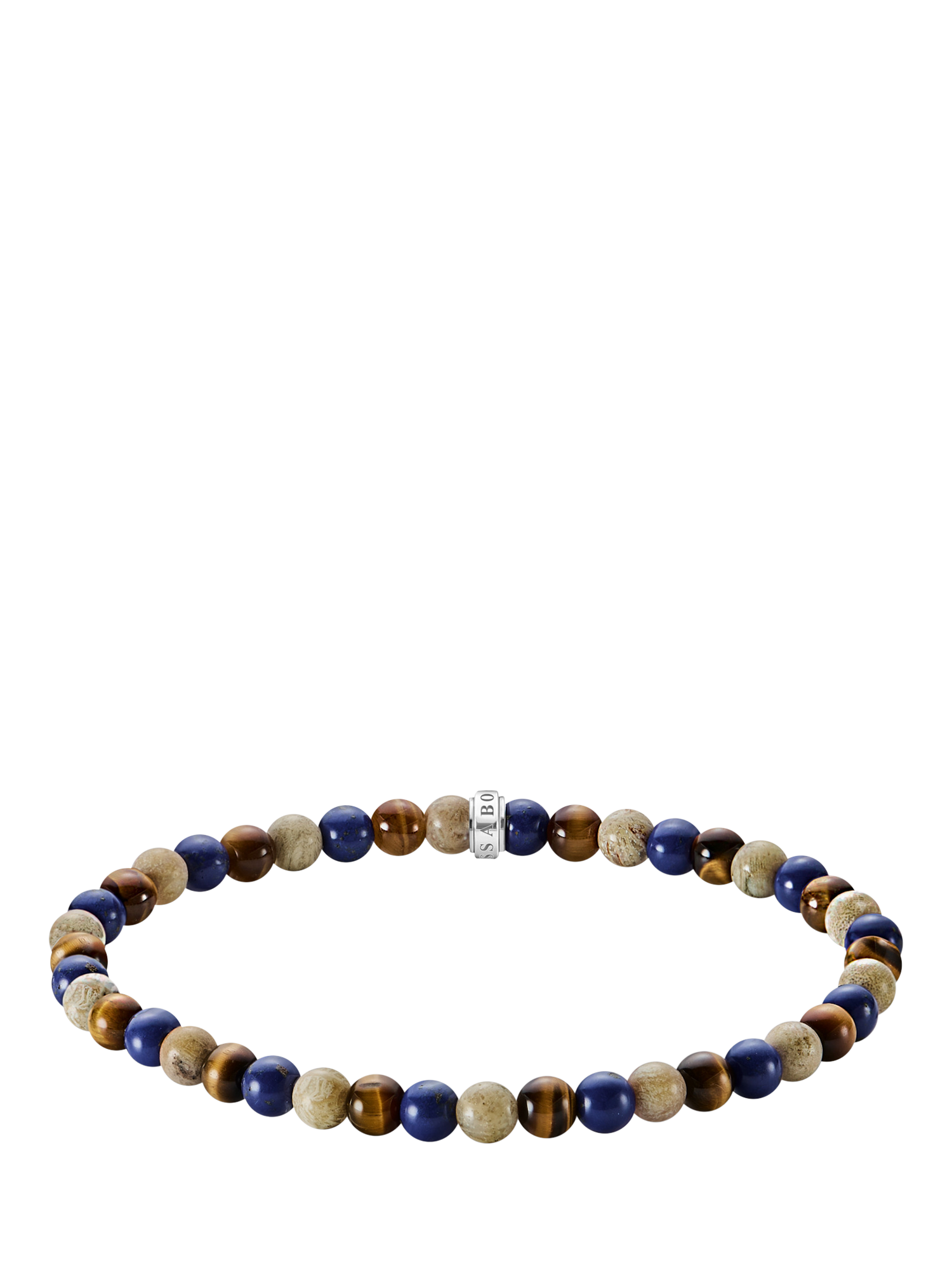 Product image 1 of 3, which shows THOMAS SABO 5mm Bead Bracelet, Brown/Blue