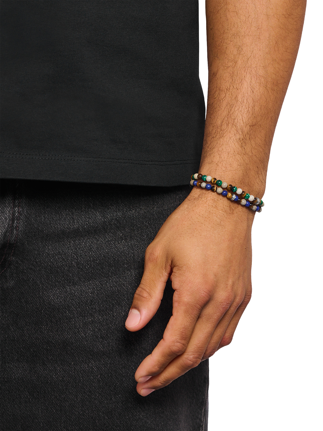 Product image 3 of 3, which shows THOMAS SABO 5mm Bead Bracelet, Brown/Blue