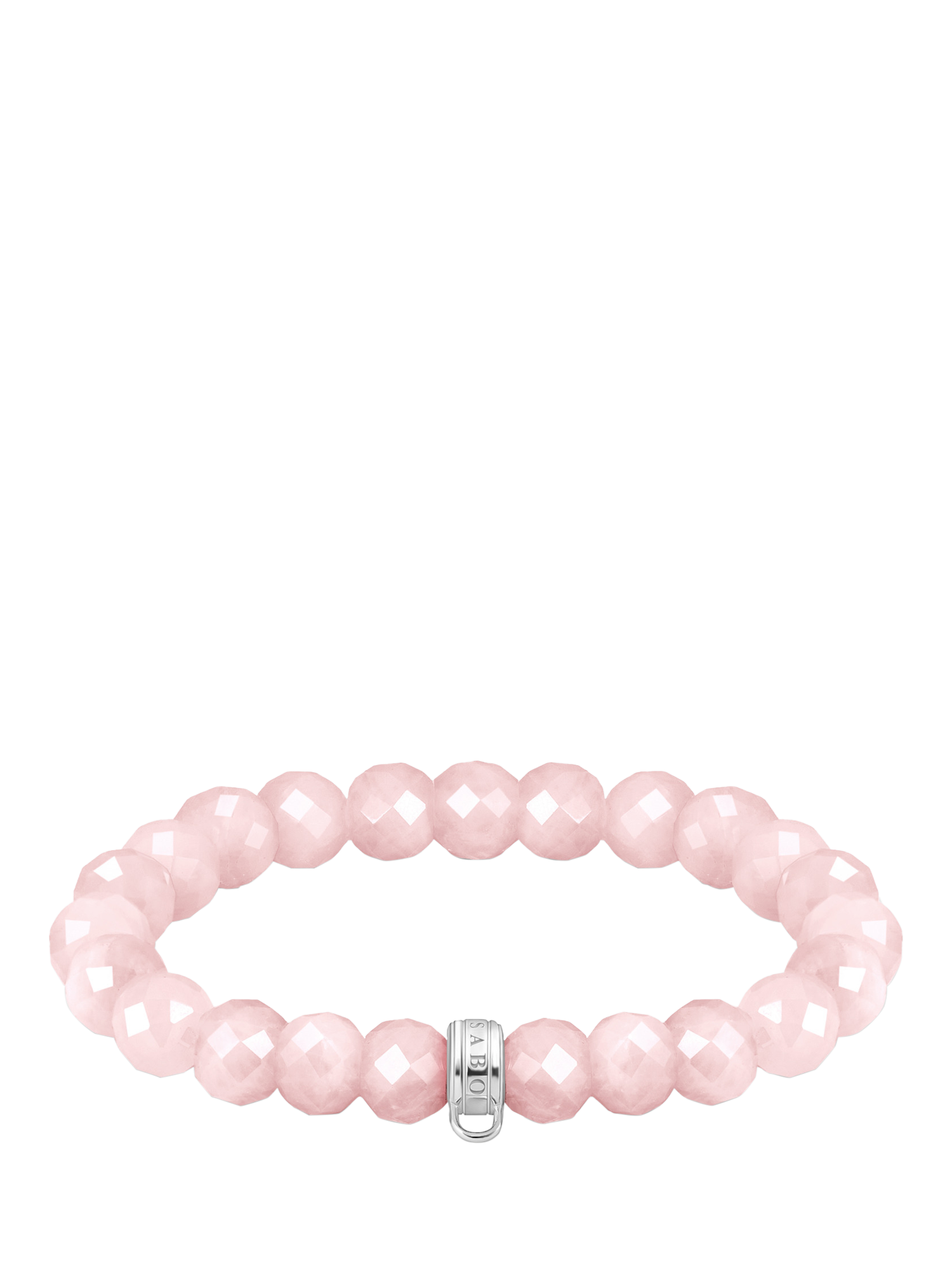 Product image 1 of 2, which shows THOMAS SABO Rose Quartz Bead Charm Bracelet, Pink/Silver