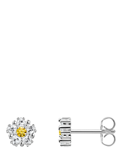 THOMAS SABO Lovely Daisy Zirconia Stud Earrings, Silver, Silver