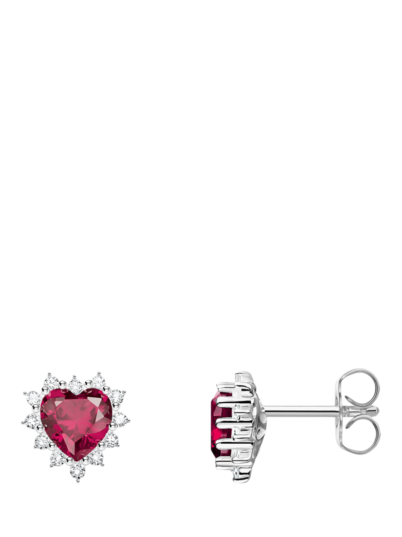 Product image 1 of 2, which shows THOMAS SABO Heart Zirconia Stud Earrings, Silver