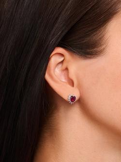 THOMAS SABO Heart Zirconia Stud Earrings, Silver - view 2, Silver/Red