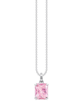 THOMAS SABO Octagon Cut Zirconia Pendant Necklace, Pink/Silver