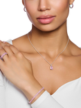 THOMAS SABO Octagon Cut Zirconia Pendant Necklace, Pink/Silver