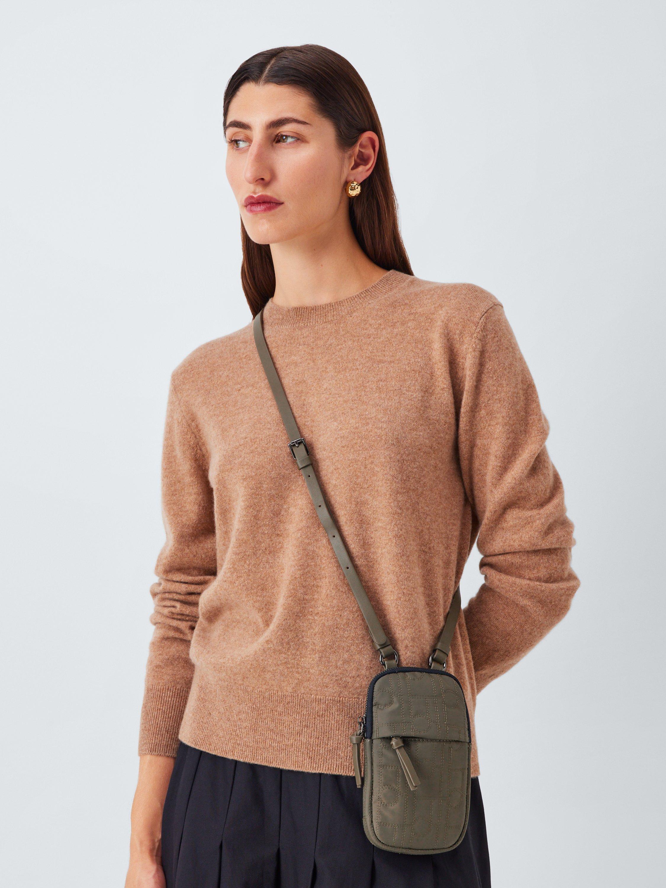 Product image 2 of 6, which shows John Lewis Quilted Crossbody Phone Bag, Khaki