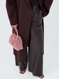 John Lewis Pleated Satin Drawstring Crossbody Bag, Pink - view 2, Pink