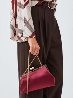 John Lewis Asymmetric Chain Strap Clutch Bag, Deep Red - view 2, Deep Red