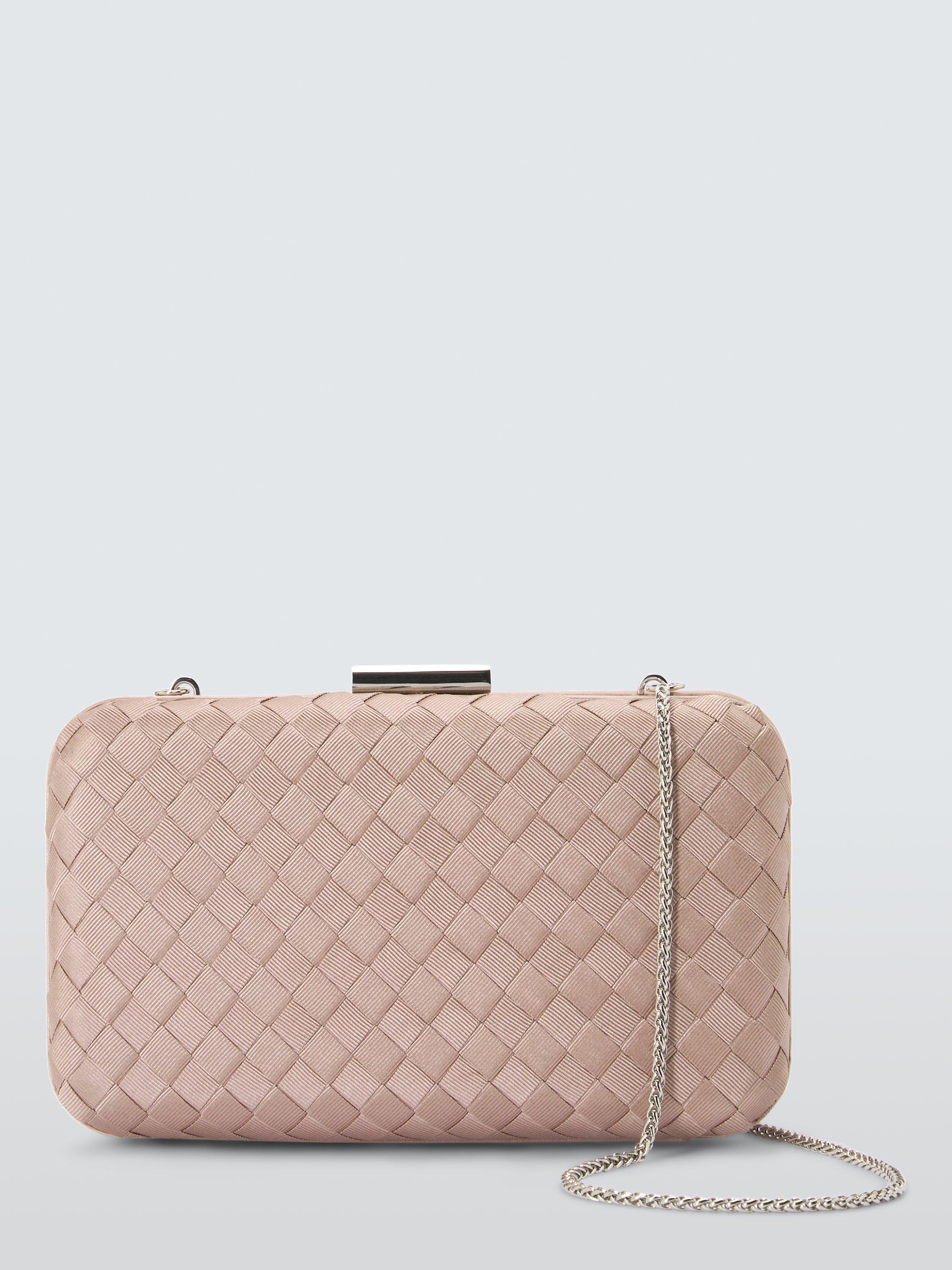 Product image 1 of 6, which shows John Lewis Stella Woven Chain Strap Clutch Bag, Pink