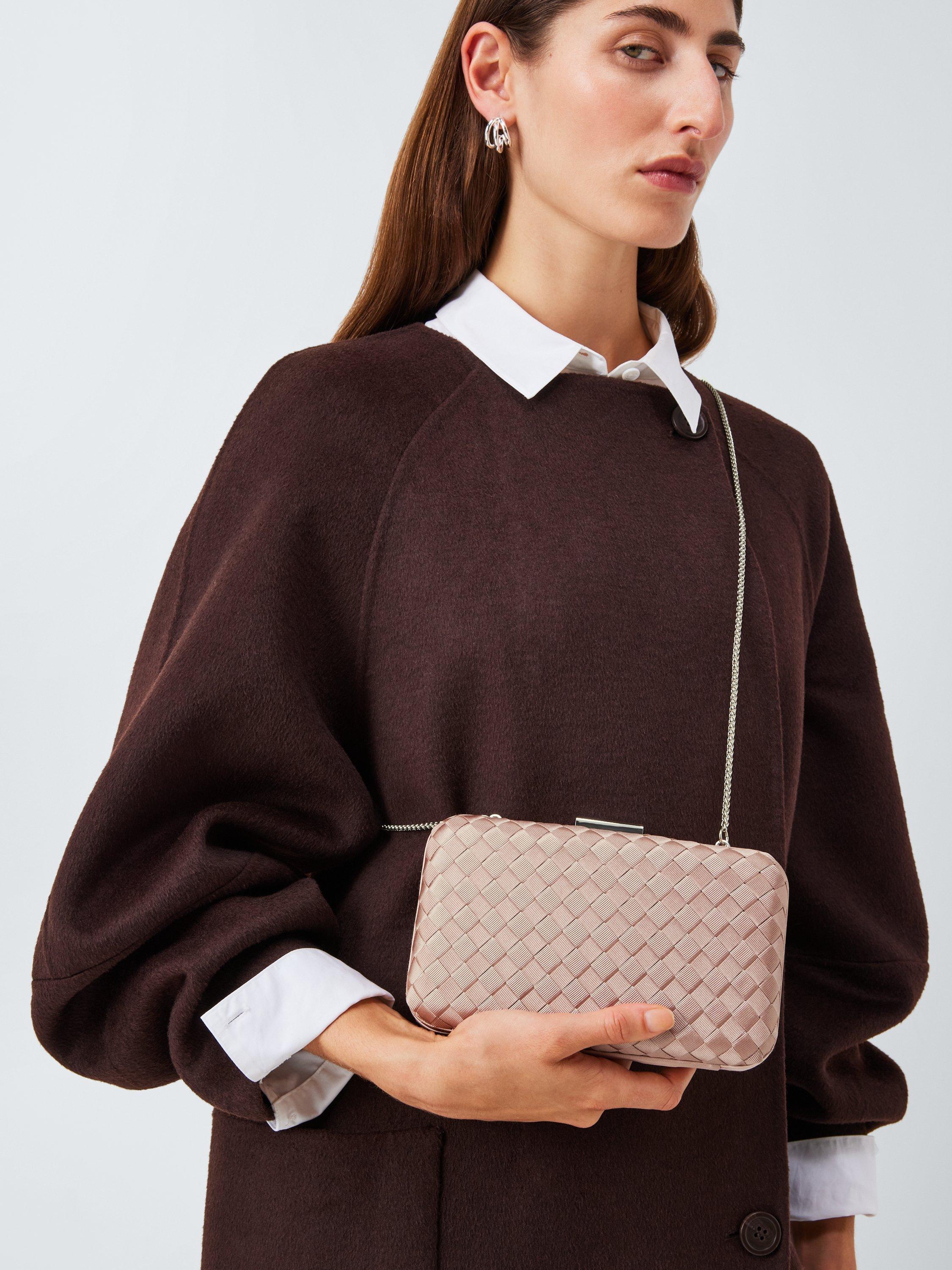 Product image 3 of 6, which shows John Lewis Stella Woven Chain Strap Clutch Bag, Pink