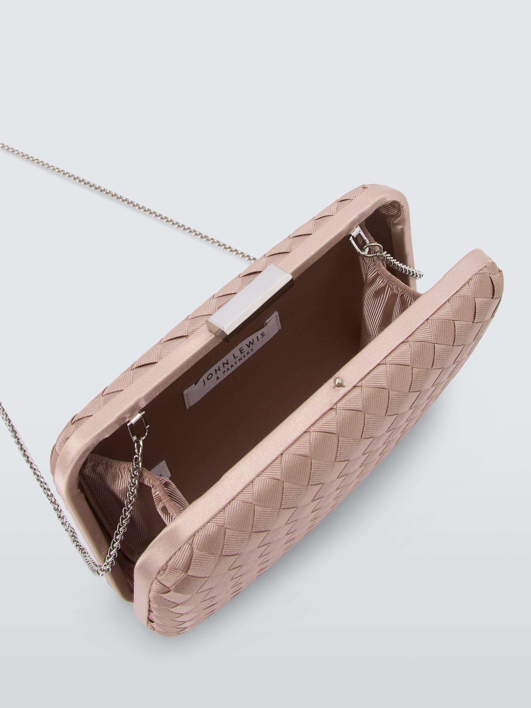Product image 5 of 6, which shows John Lewis Stella Woven Chain Strap Clutch Bag, Pink