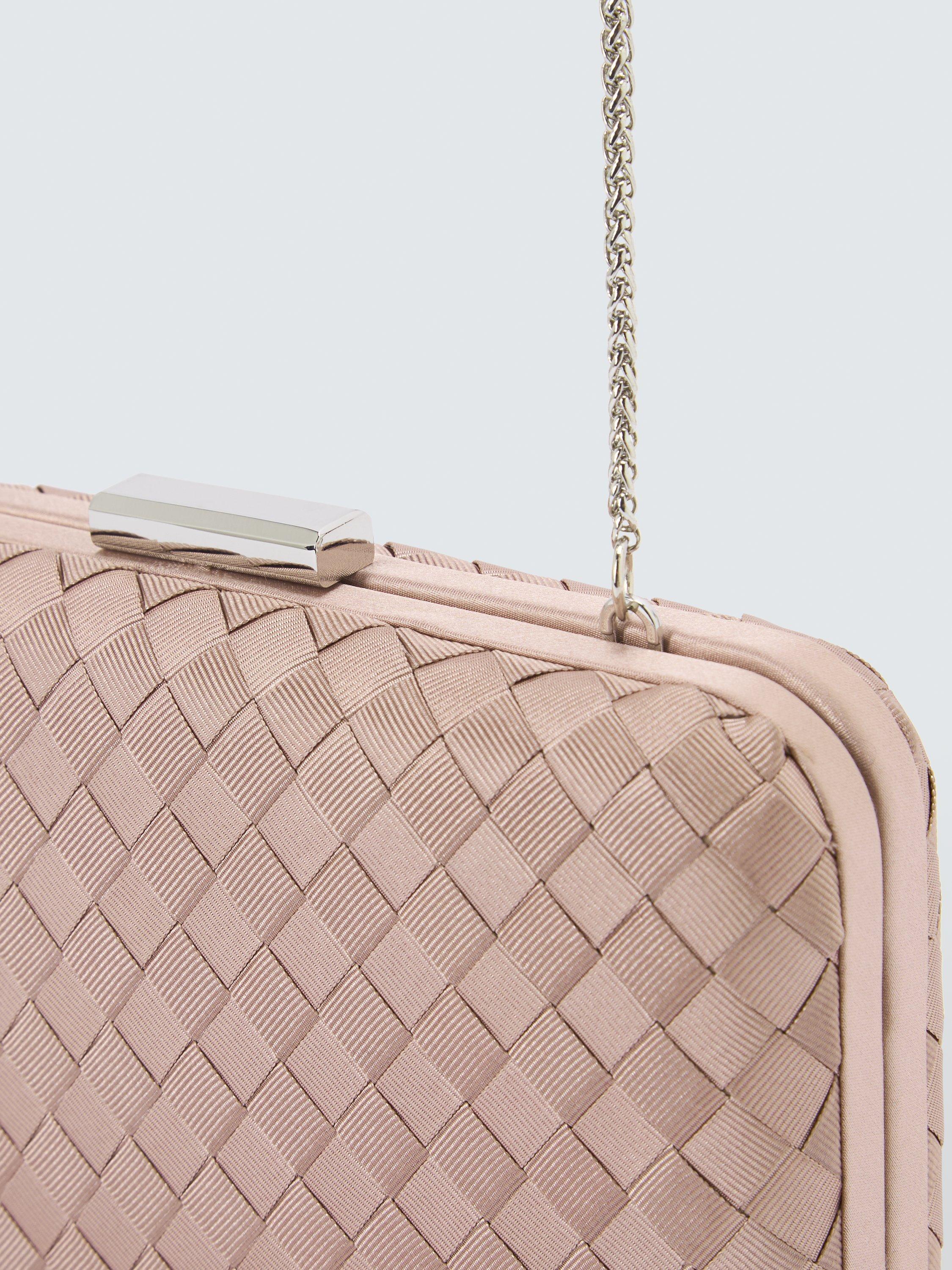 Product image 6 of 6, which shows John Lewis Stella Woven Chain Strap Clutch Bag, Pink