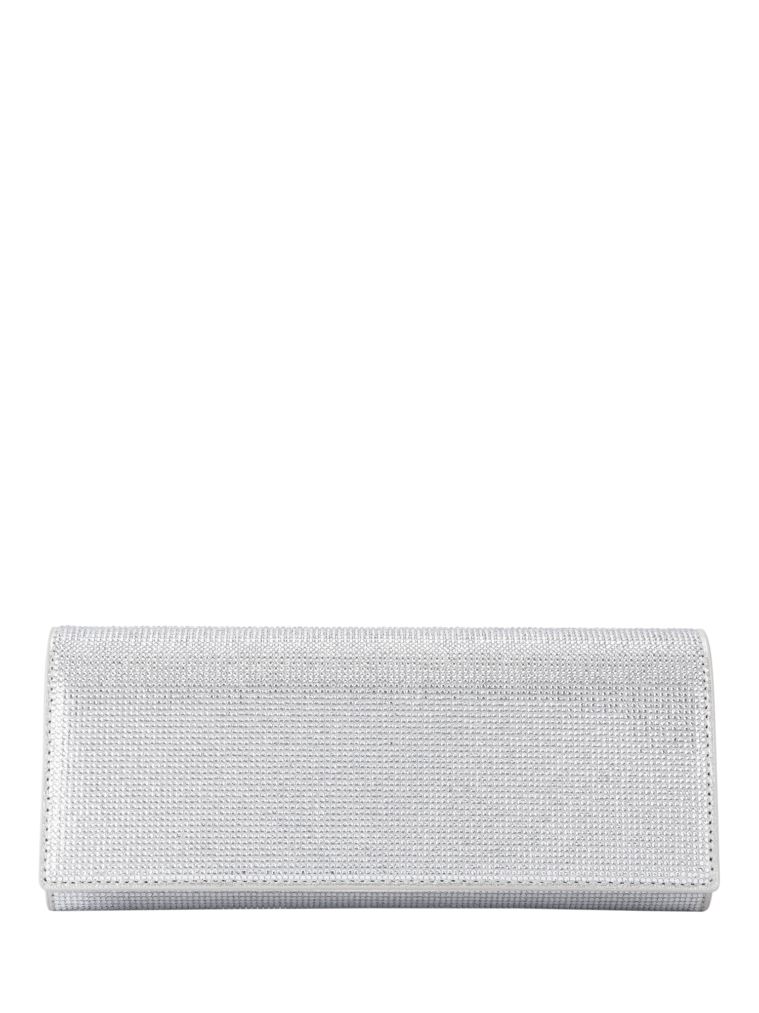 Product image 1 of 6, which shows KG Kurt Geiger Baily Clutch Bag, Silver