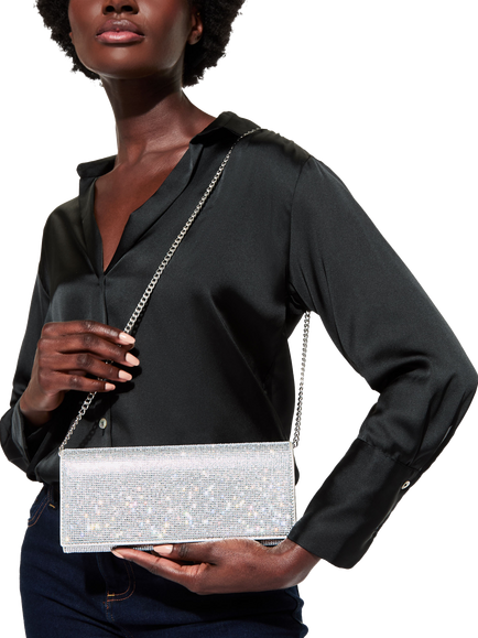 KG Kurt Geiger Baily Clutch Bag, Silver - view 2, Silver