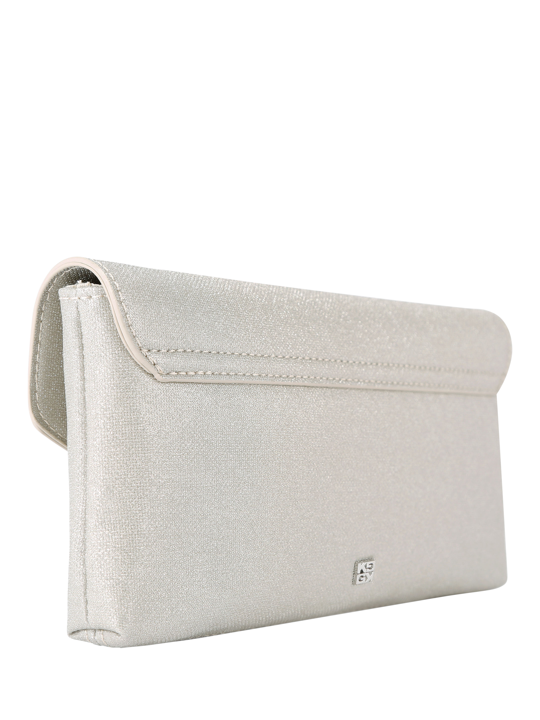 Product image 5 of 6, which shows KG Kurt Geiger Bella Clutch Bag, Silver