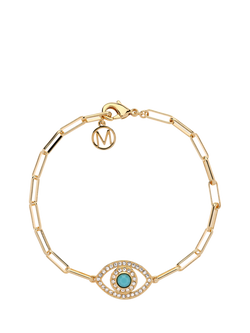 Melissa Odabash Crystal Embellished Eye Chain Bracelet, Gold/Turquoise