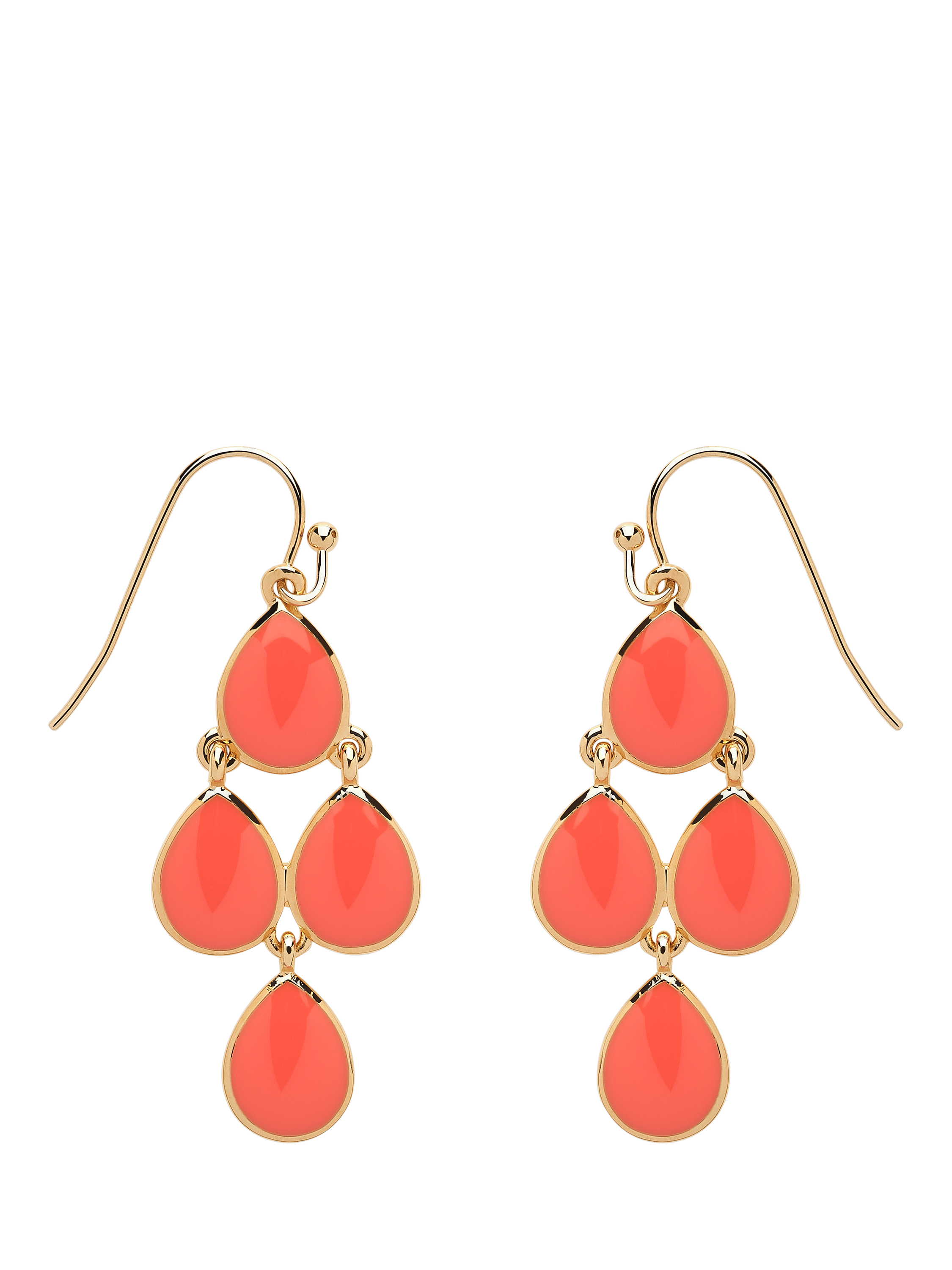 Product image 1 of 3, which shows Melissa Odabash Enamel Chandelier Earrings, Gold/Coral