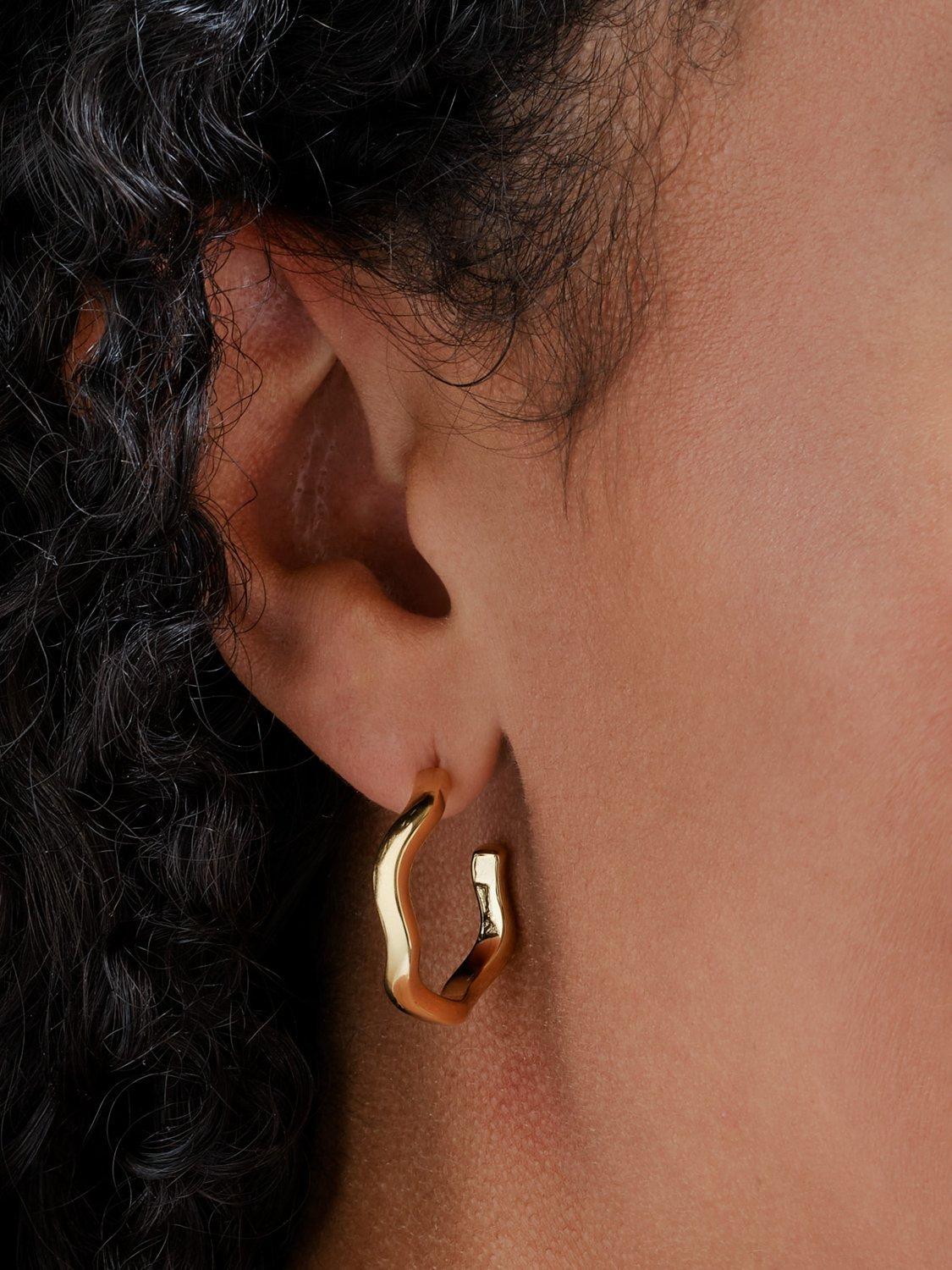 Product image 3 of 3, which shows Melissa Odabash Wave Hoop Earrings, Gold