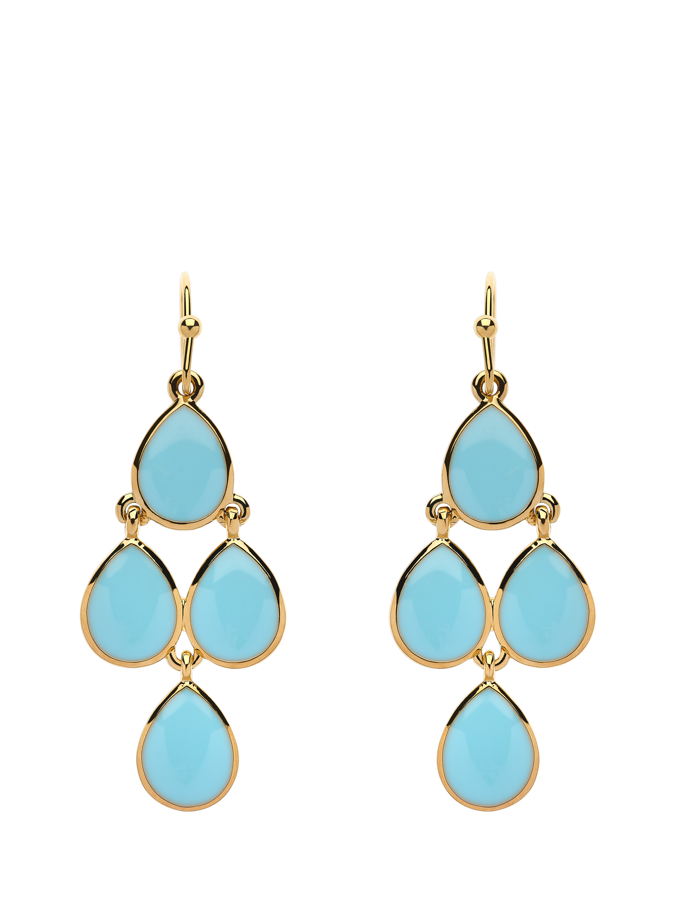 Product image 1 of 2, which shows Melissa Odabash Enamel Chandelier Earrings, Gold/Turquoise