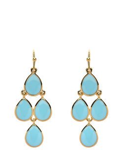 Melissa Odabash Enamel Chandelier Earrings, Gold/Turquoise, Gold/Turquoise