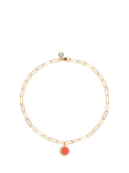 Melissa Odabash Enamel Crystal Moon Paperclip Necklace, Gold/Coral