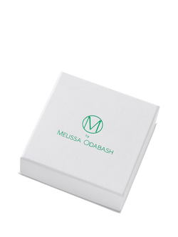 Melissa Odabash Enamel Crystal Moon Paperclip Necklace, Gold/Coral - view 2, Gold/Coral