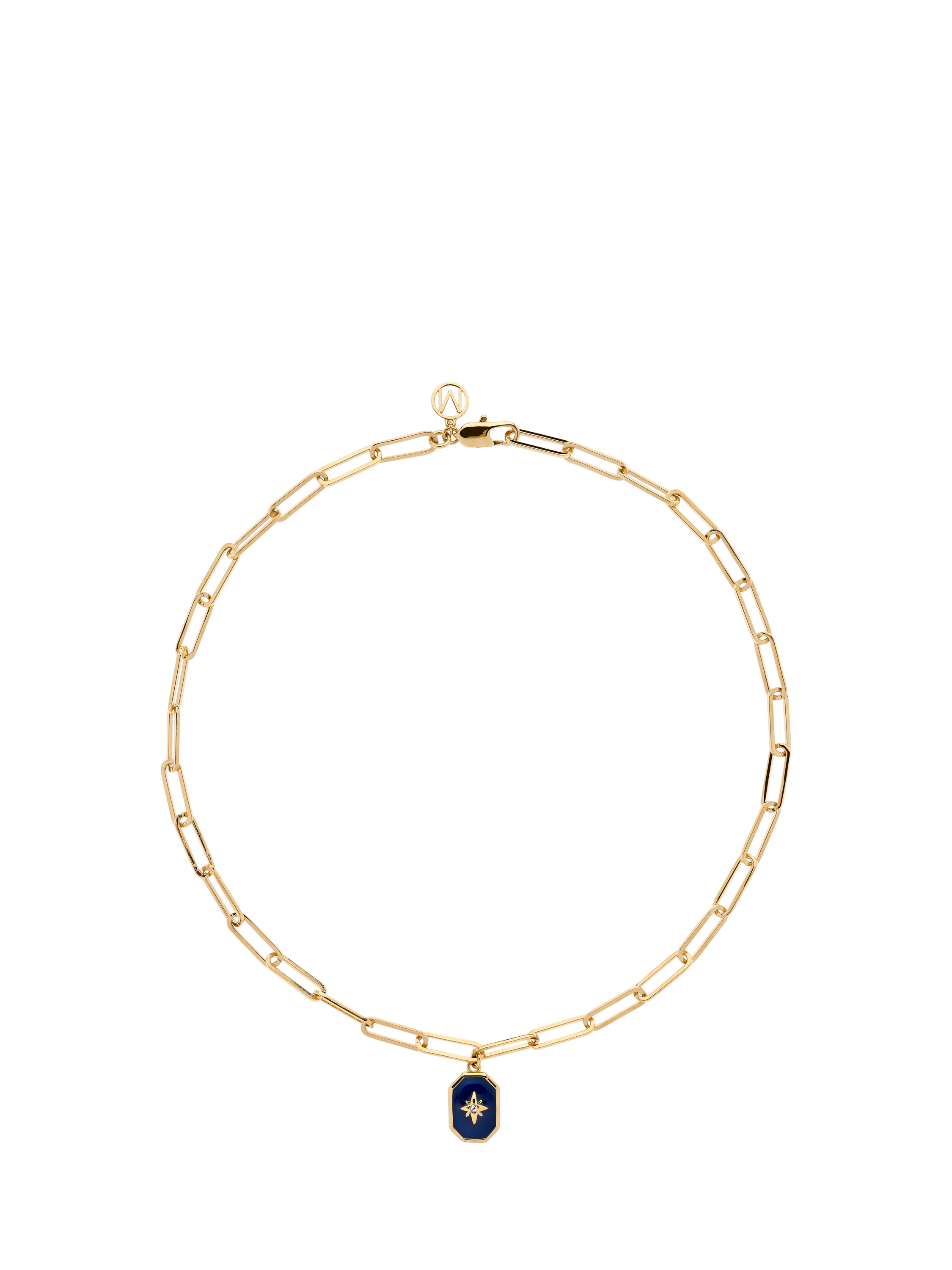 Product image 1 of 3, which shows Melissa Odabash Paperclip Enamel Star Necklace, Gold/Blue