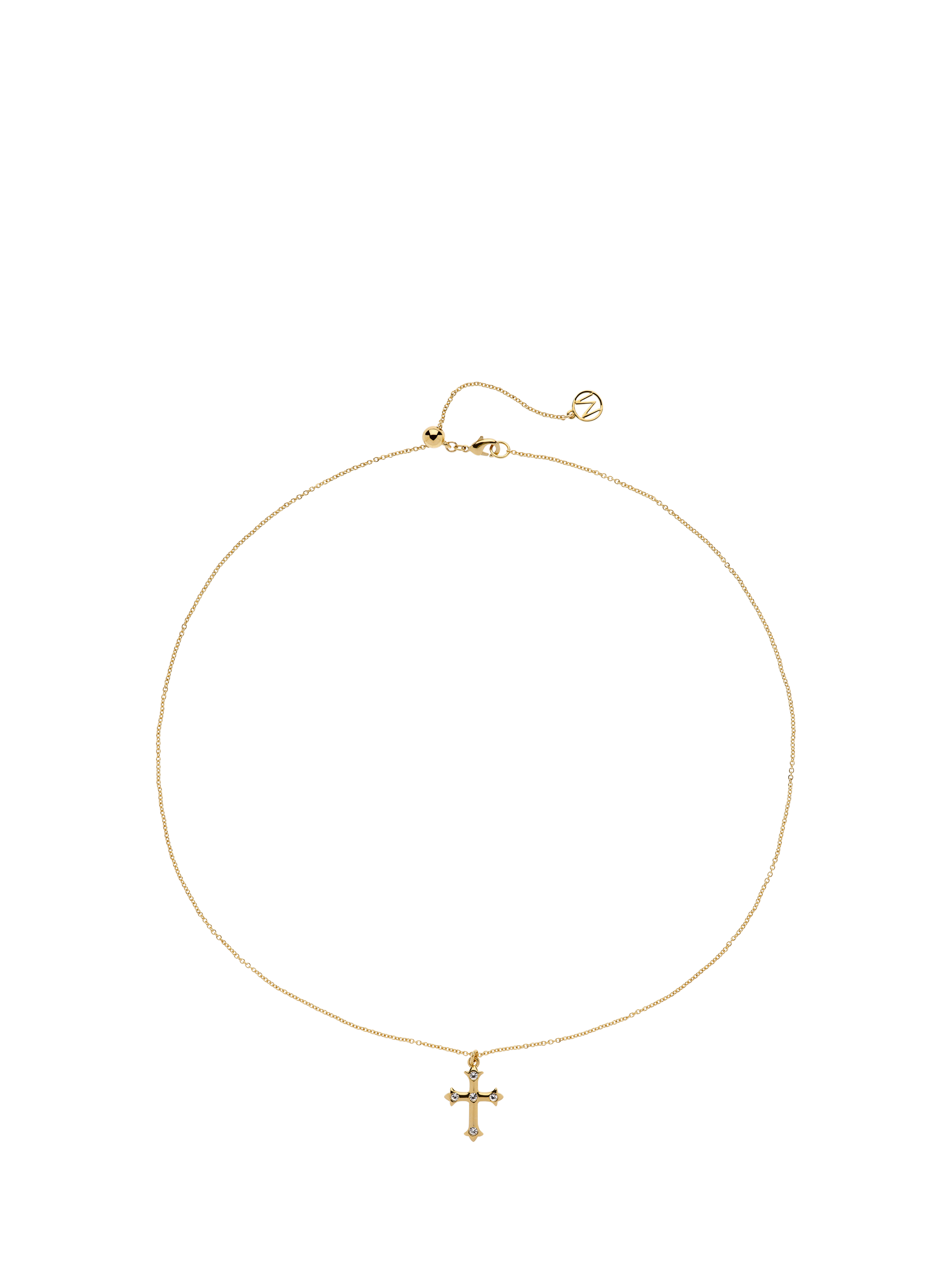 Melissa Odabash Fine Chain Crystal Cross Necklace, Gold