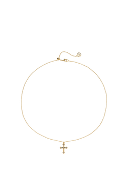 Melissa Odabash Fine Chain Crystal Cross Necklace, Gold, Gold