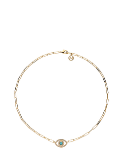 Melissa Odabash Paperclip Crystal Eye Necklace, Gold, Gold