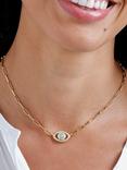 Melissa Odabash Paperclip Crystal Eye Necklace, Gold