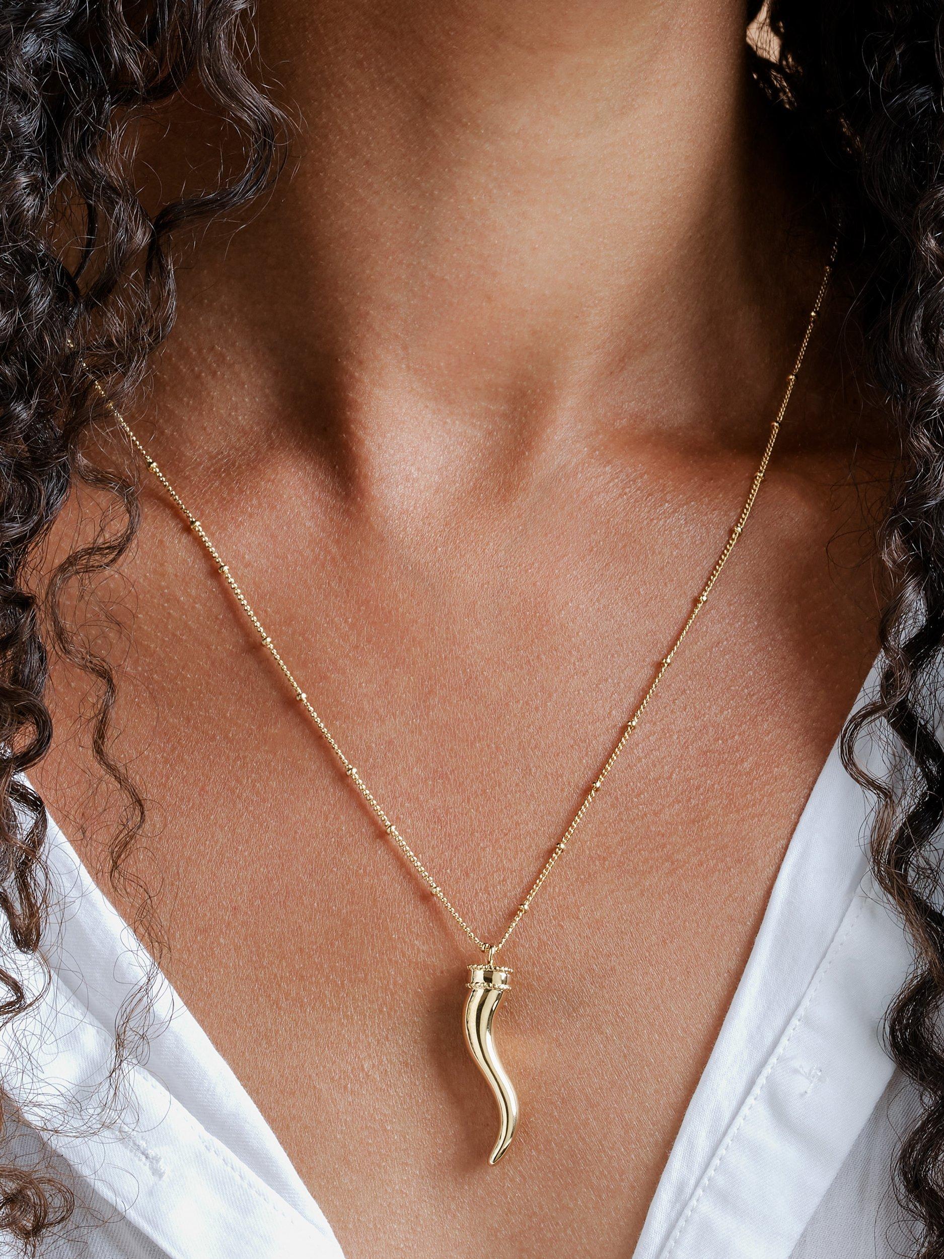 Product image 3 of 3, which shows Melissa Odabash Polished Horn Pendant Necklace, Gold