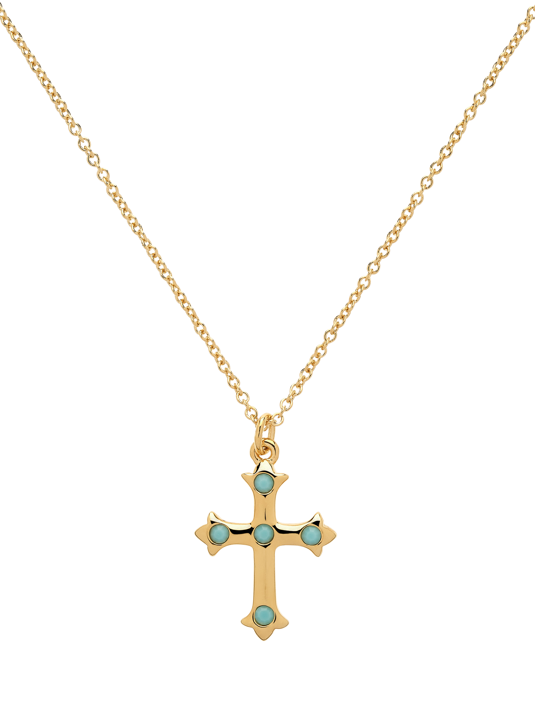 Product image 1 of 3, which shows Melissa Odabash Turquoise Crystal Cross Necklace